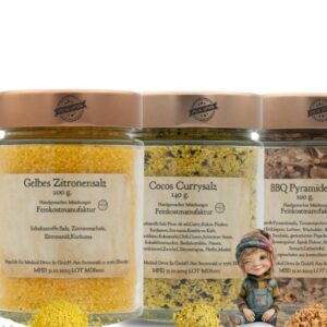 „Gestrandet im Geschmack“ CocosCurrysalz BBQsalz Zitronensalz